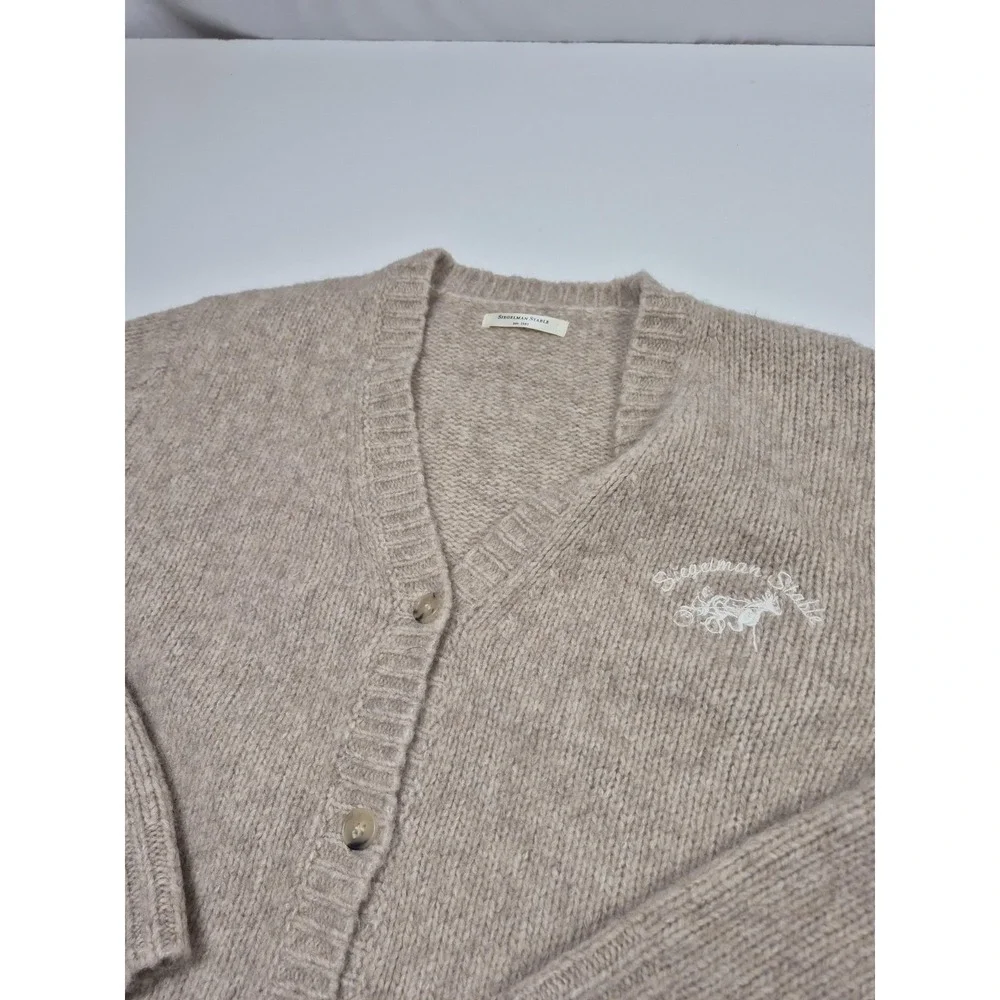 Siegelman Stable Knit Cardigan Beige Yak Alpaca Wool V Neck Women's S/Medium